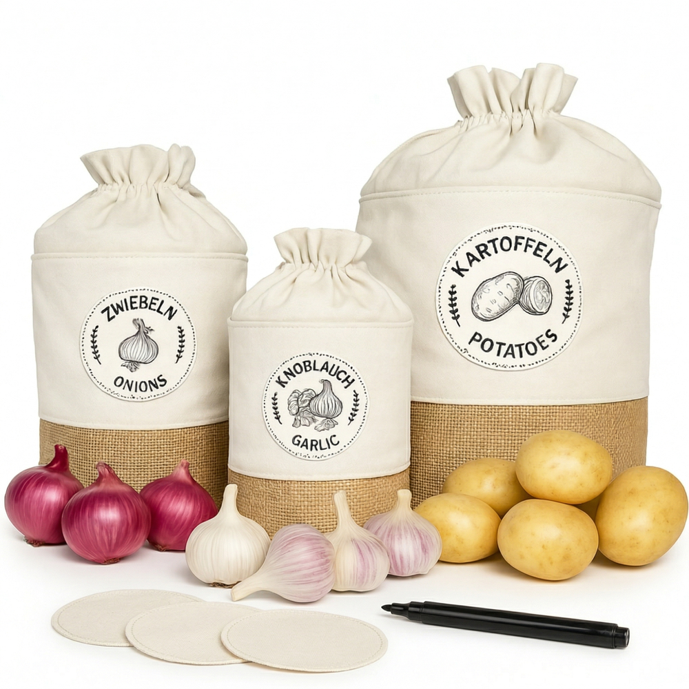 Valora Gemüsebeutel 3er-Set – Kartoffeln, Zwiebeln & Knoblauch